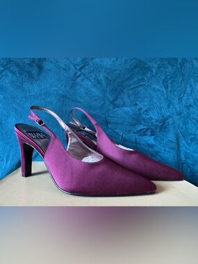 Satin Slingback Pumps in Magenta - Women